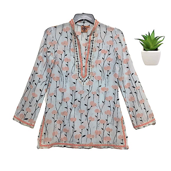Tory Burch Tops - Tory Burch Floral Print Tunic Top